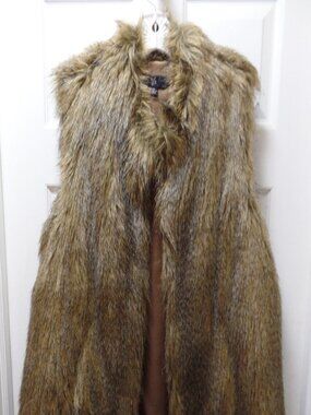 EUC | Rachel Zoe LUXE | QVC | Faux Fur Vest XL 18 20 | Brown Tan Multi | Pockets